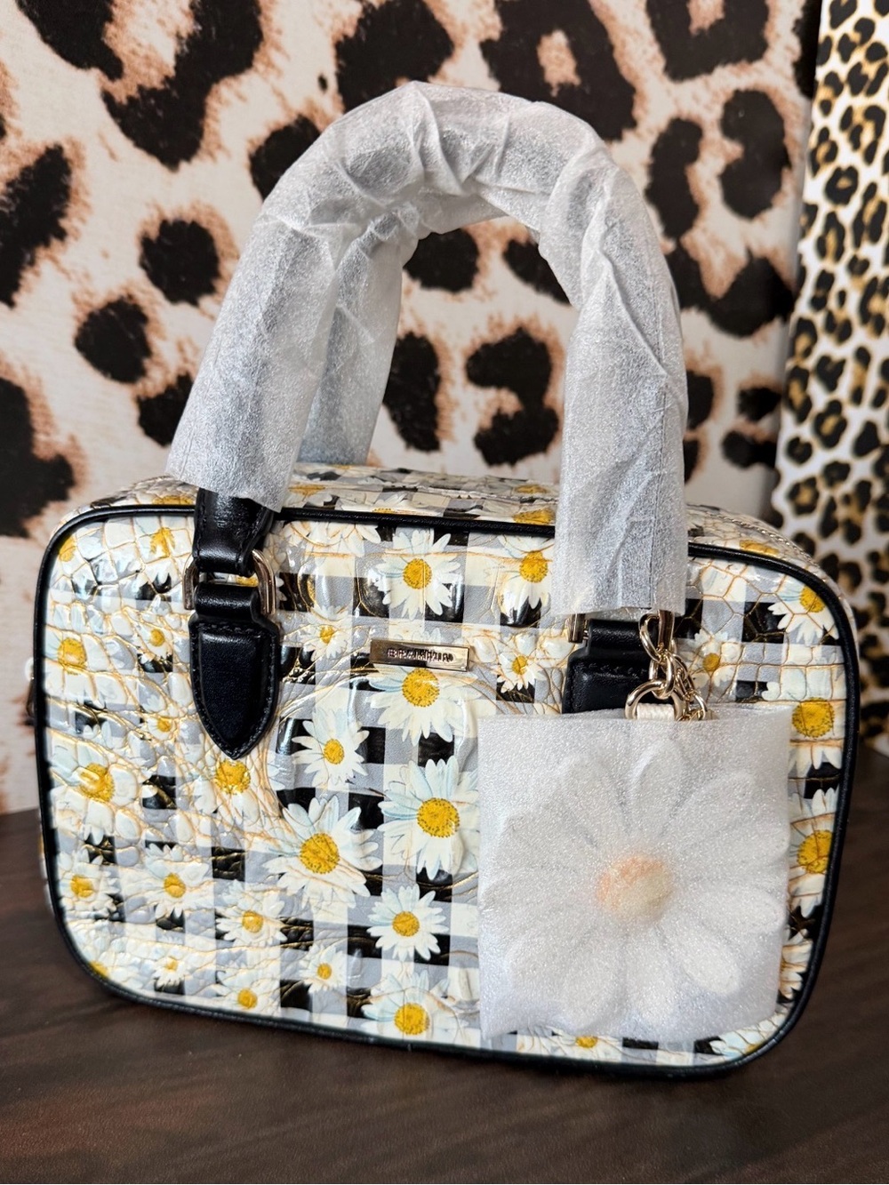 Brahmin Mara Multi Petaline Daisy plaid print Leather Adorable bag NWT Crossbody